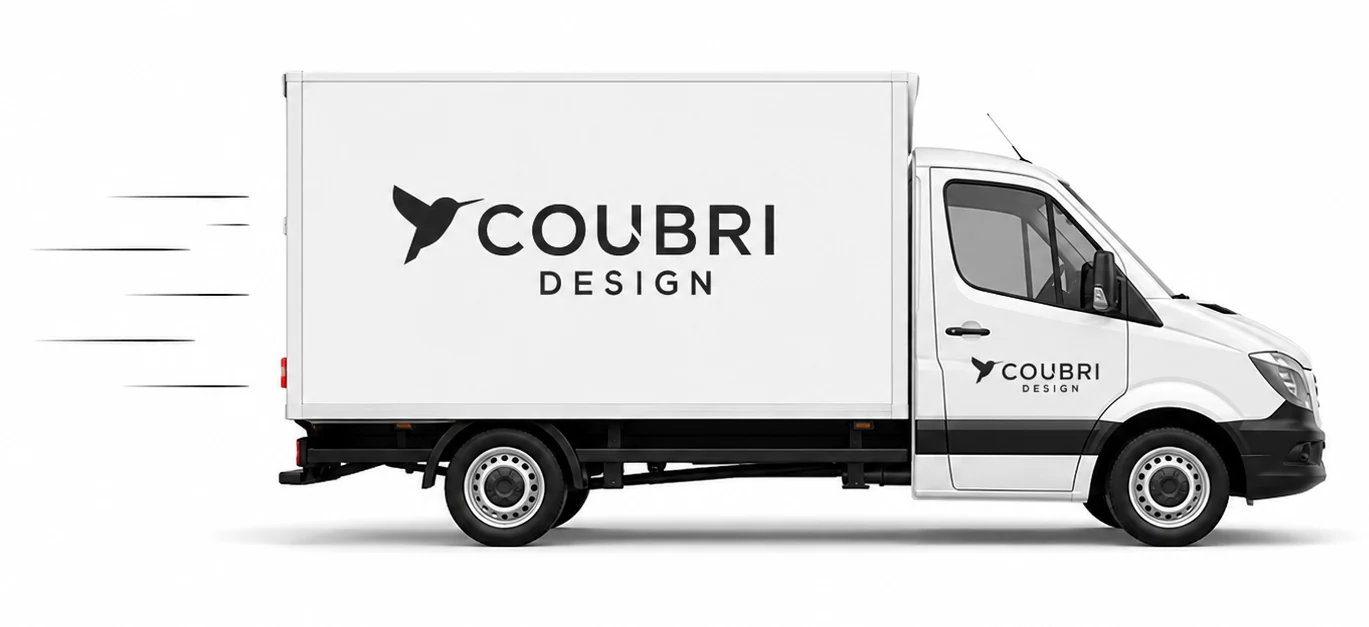 Фирменный автомобиль доставки Coubri